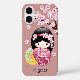 Frühlings-Kokeshi-Puppe - Süße japanische Geisha a iPhone 16 Hülle