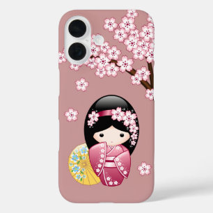 Frühlings-Kokeshi-Puppe - Süße japanische Geisha a iPhone 16 Hülle