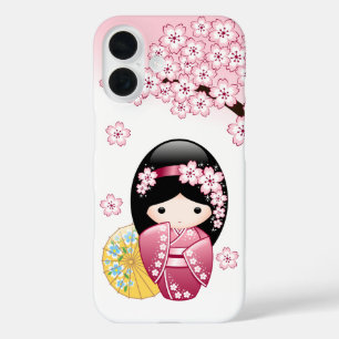 Frühlings-Kokeshi-Puppe - Süßes japanisches Geisha iPhone 16 Hülle