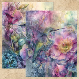 FRÜHLINGS-KOLIBRI-BLUMEN-GARTEN-SCRAPBOOK-PAPER
