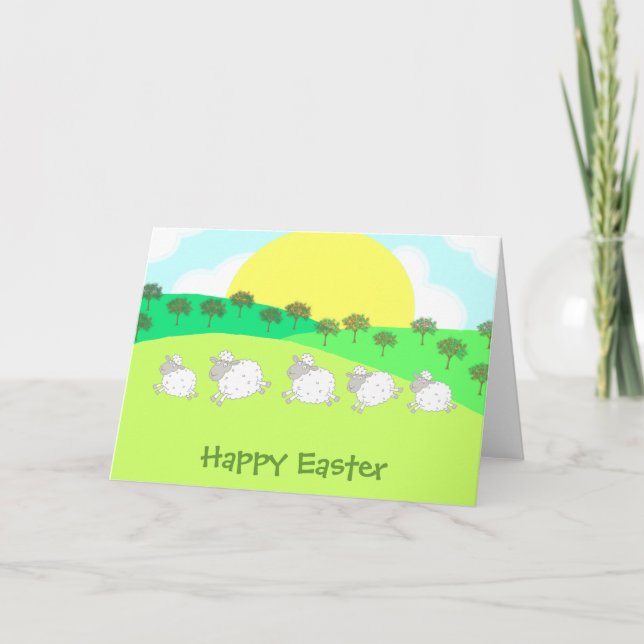 Frühlings-Lämmer Feiertagskarte (Vorderseite)