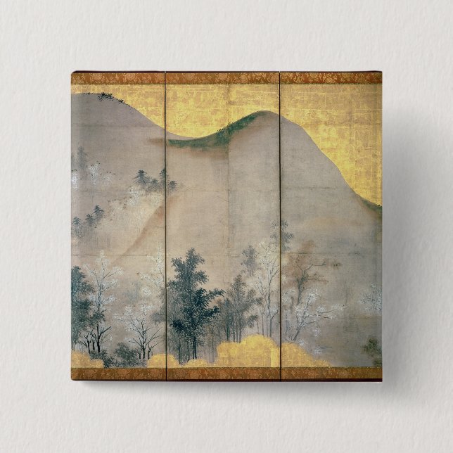 Frühlings-Landschaft Button (Vorderseite)