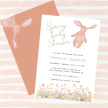 Frühlings-Mädchen-Baby-Party Rosa Hase Wildblumen
