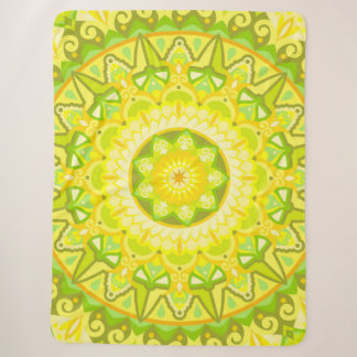 Frühlings-Mandala-Gemütlich Grün Gelb Floral Boho Sherpadecke
