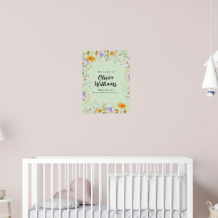 Frühlings-Minze-Wildblumen-Blumen-Willkommen-Baby- Poster