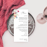 Frühlings-Multi-Color-Menü Menükarte<br><div class="desc">Wow Ihre Gäste mit schönen passenden Hochzeiten oder Party Frühling Multi Color Florals Tall Menus. Es fügt Ihrer Veranstaltung diese zusätzliche Touch von Eleganz und Luxus hinzu. Dieses Menü wurde mit handgemalten Rot-, Rosa-, Blau-, Gelb- und Weißfloralen (oder Blume) in Aquarellfarben hergestellt.</div>