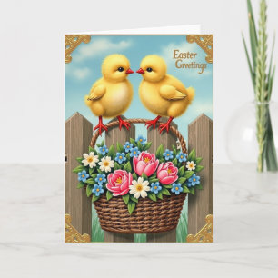 Frühlings-Nestlinge-Korbbild-Karte Karte