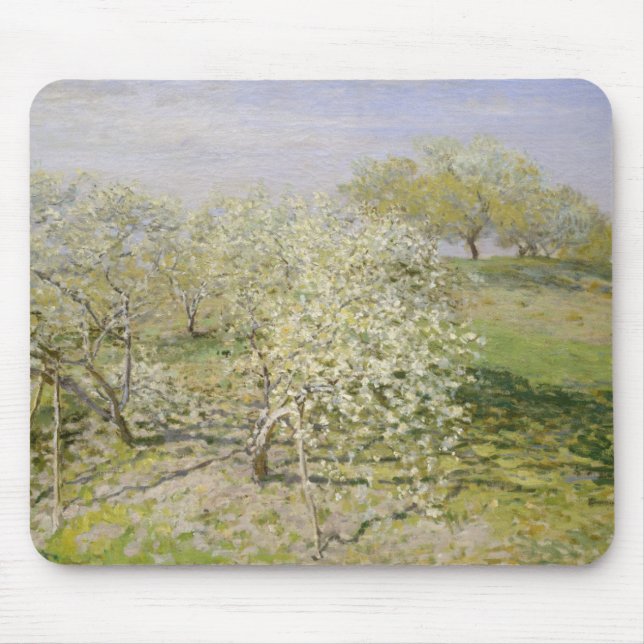 Frühlings-Obstbäume Claude Monets | in der Blüte Mousepad (Vorne)