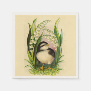 Frühlings-Papier-Servietten mit kleinem Vogel Serviette