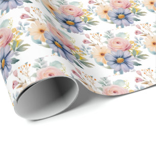 Frühlings-Pastell-Blumen Geschenkpapier