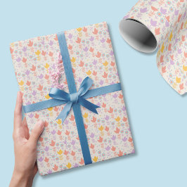 Frühlings-Pastell-Blumen Rosa Lila Gelb Creme Geschenkpapier