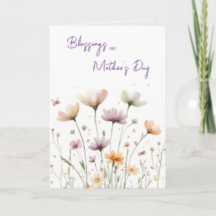 Frühlings-Pastell-Blumen und Schmetterlinge Mutter Karte
