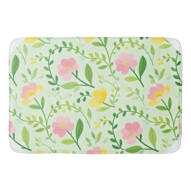 Frühlings-Pastell-Blumenmuster Badematte (Vorderseite)
