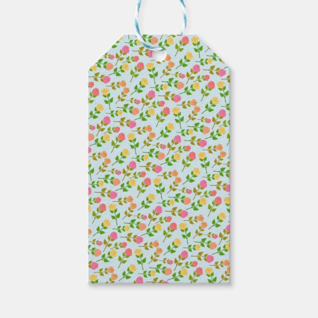 Frühlings-Pastell-Rose Blume Blumenmuster Geschenkanhänger (Vorderseite)