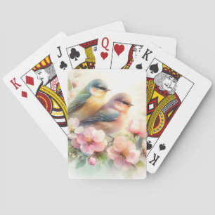 Frühlings-Pastell-Süße-Liebesvögel-Blüten-Blumen Spielkarten