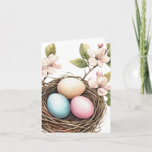 Frühlings-Pastell-Vogelnest-Grußkarte
