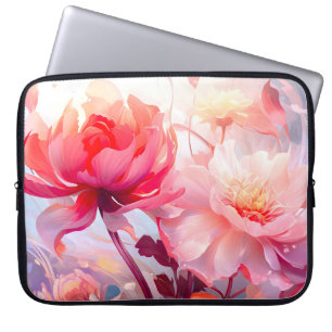 Frühlings-Pfingstrosen-Blüten-Garten-Aquarell Laptopschutzhülle