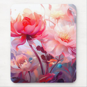 Frühlings-Pfingstrosen-Blüten-Garten-Aquarell Mousepad