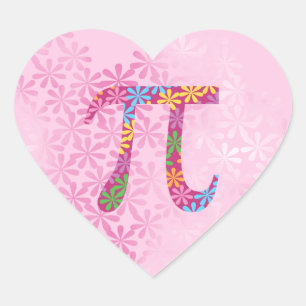 Frühlings-Pi © Florales Pi-Symbol auf rosa Aufkleb Herz-Aufkleber