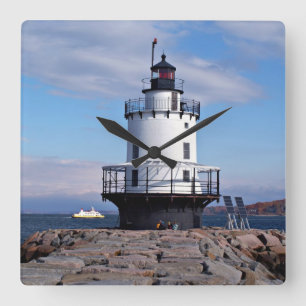 Frühlings-Punkt-Leisten-Leuchtturm, Maine-Uhr Quadratische Wanduhr