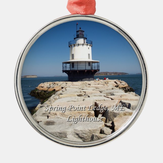 Frühlings-Punkt-Leisten-Leuchtturm Silbernes Ornament (Vorne)