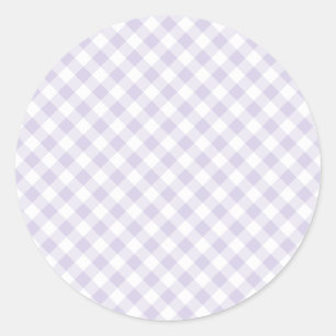 Frühlings-Retro-Gingham Staubiges Lavendel Runder Aufkleber