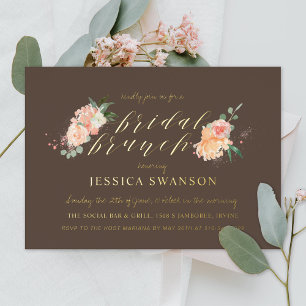 Frühlings-Rosé-Pfirsich-Aquarell-Blumen-Hochzeitsb Folieneinladung