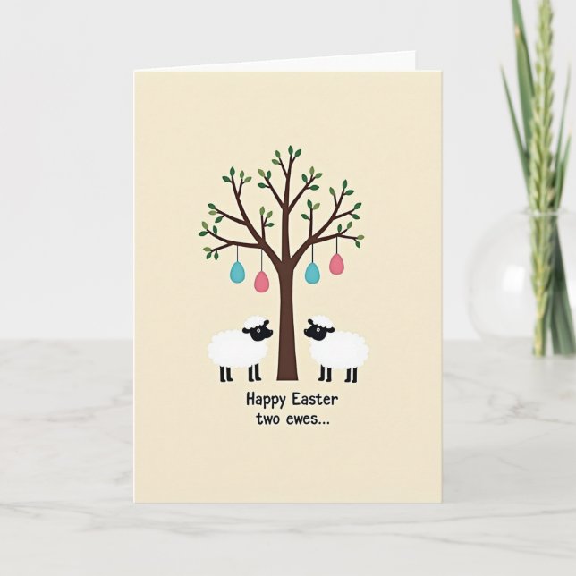 Frühlings-Schaf-Baum-Kunstkarte Karte (Vorderseite)