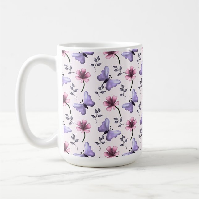 Frühlings-Schmetterling-Blumengeschenk   Kaffeetasse (Links)