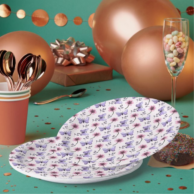 Frühlings-Schmetterling-Blumengeschenk   Pappteller (Multi)