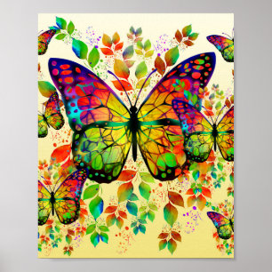 FRÜHLINGS SCHMETTERLINGE FARBENFROHE NATUR POSTER
