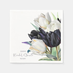 Frühlings-Schwarz-Weiß-Tulpen Brause Shower Serviette