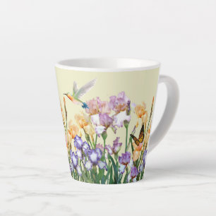 Frühlings-Schwertlilien-Kolibri- und Schmetterling Milchtasse