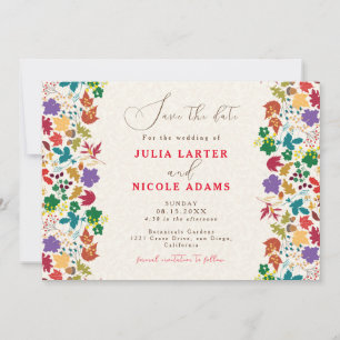 Frühlings-Senf-Gelb-Violette-Wiesen-Blumen-Hochzei Save The Date