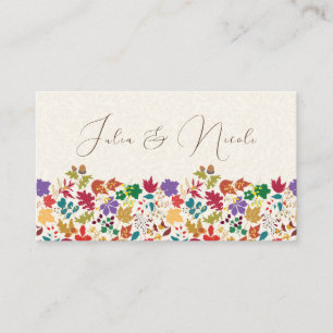 Frühlings-Senfgelb-Lila-Wiesenblumen-Hochzeit Platzkarte