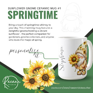 Frühlings-Sonnenblumen-Gnom #1 Keramik-Tasse Kaffeetasse
