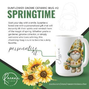 Frühlings-Sonnenblumen-Gnom #2 Keramik-Tasse Kaffeetasse
