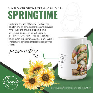 Frühlings-Sonnenblumen-Gnom #4 Keramik-Tasse Kaffeetasse