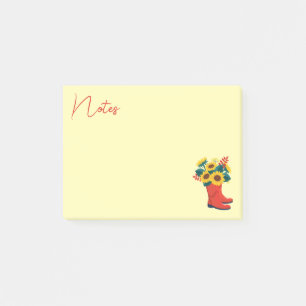 Frühlings-Sonnenblumen und Regenstiefel  Post-it Klebezettel
