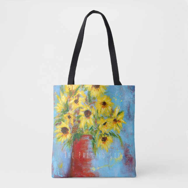 Frühlings-Taschentasche "der Sonnenblumen" bunte Tasche (Vorderseite)