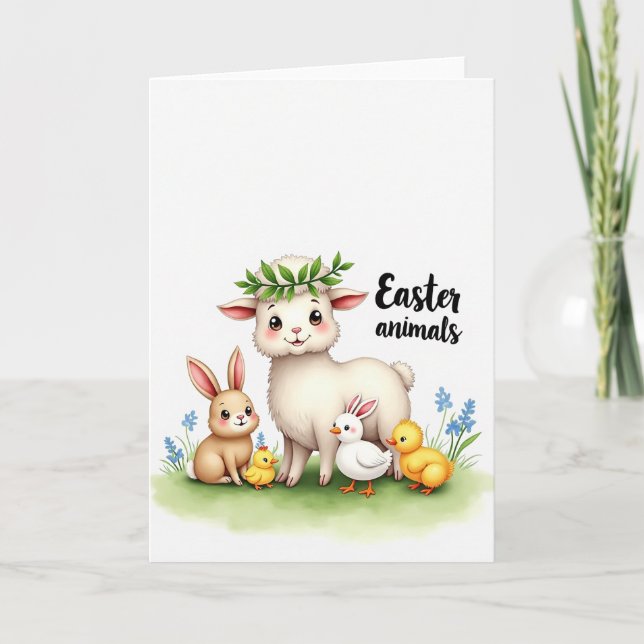 Frühlings-Tierfreunde Süße Karte (Vorderseite)