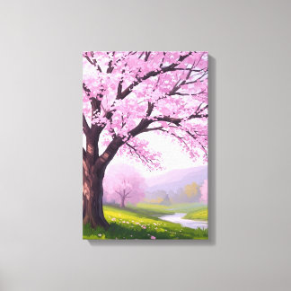 Frühlings-Traum: Kirschblüten-Fluss-Druck Leinwanddruck