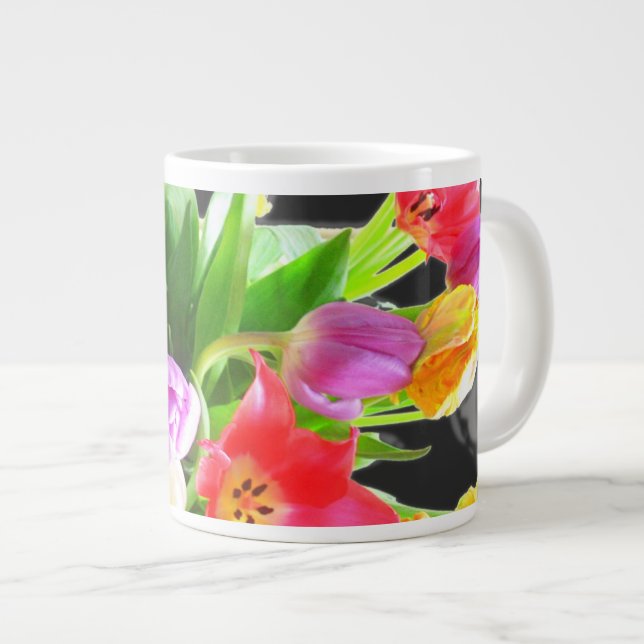 Frühlings-Tulpe-Blume Jumbo-Tasse (Vorderseite Rechts)