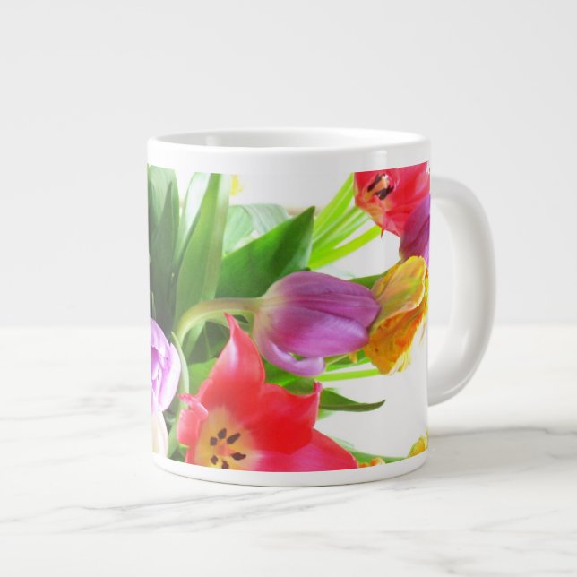 Frühlings-Tulpe-Blumen Jumbo-Tasse (Vorderseite Rechts)