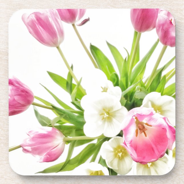 Frühlings-Tulpe-Blumenstrauß Untersetzer (Vorderseite)