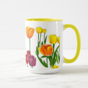 Frühlings-Tulpen-Blumen-Illustration Tasse