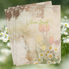 Frühlings-Tulpen-Distressed-Scrapbook-Papier Briefbogen