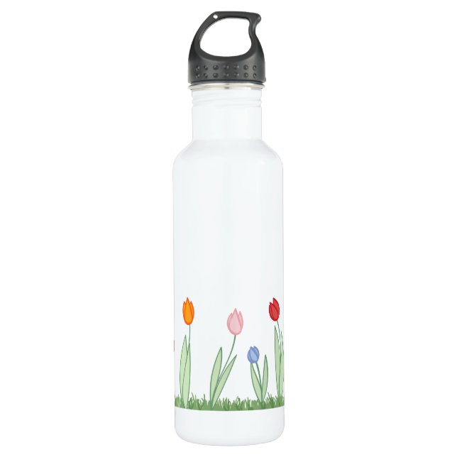 Frühlings-Tulpen Edelstahlflasche (Vorderseite)