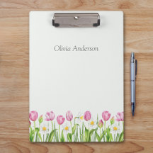 Frühlings-Tulpen- und Narzissen-Blumen-Clipboard