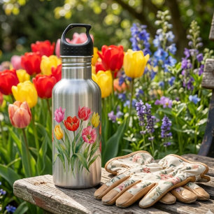 Frühlings-Tulpen-Wasserflasche Edelstahlflasche